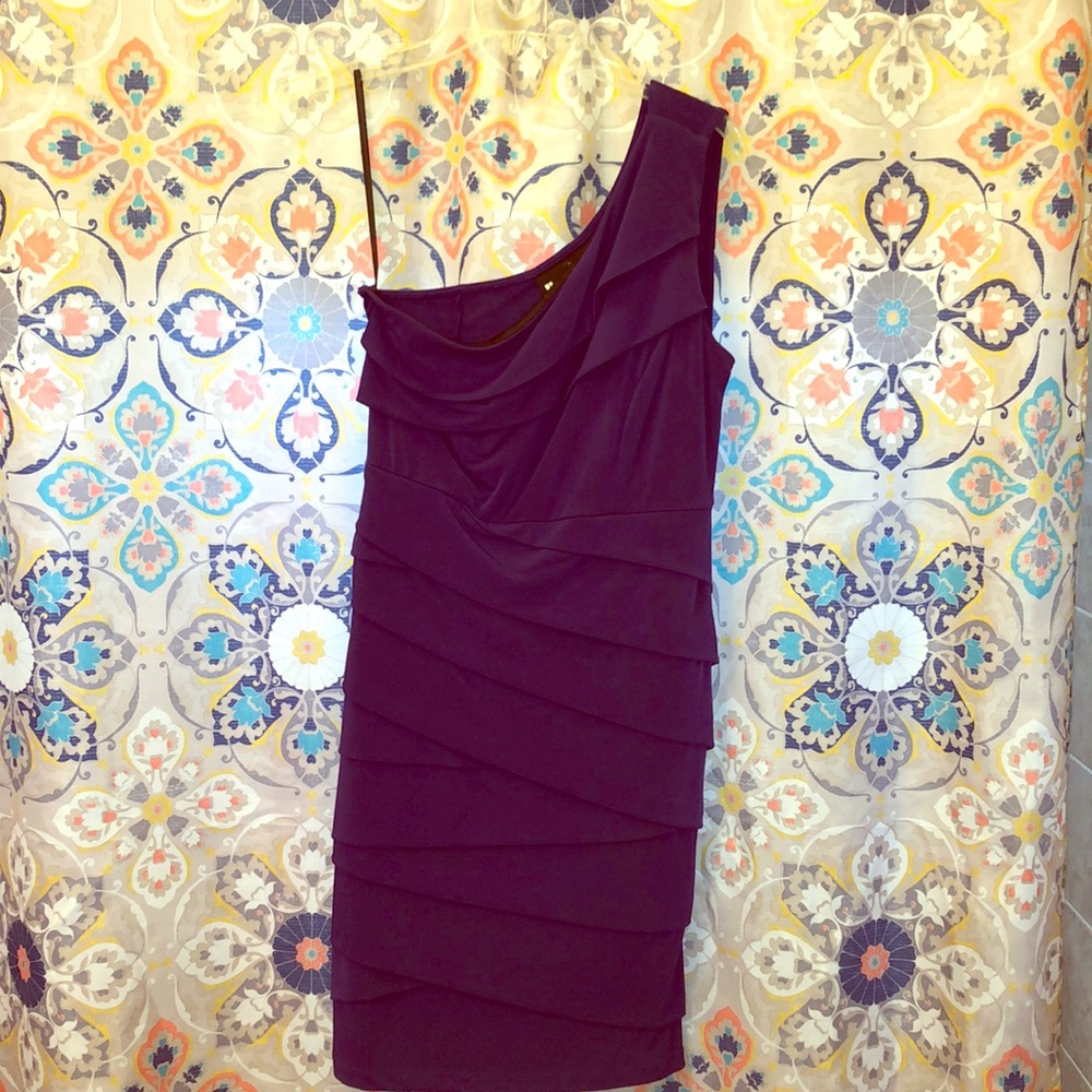 Purple one shoulder dress